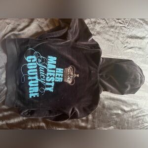 Juicy couture "Her majesty juicy couture" black velvet zip up hoodie